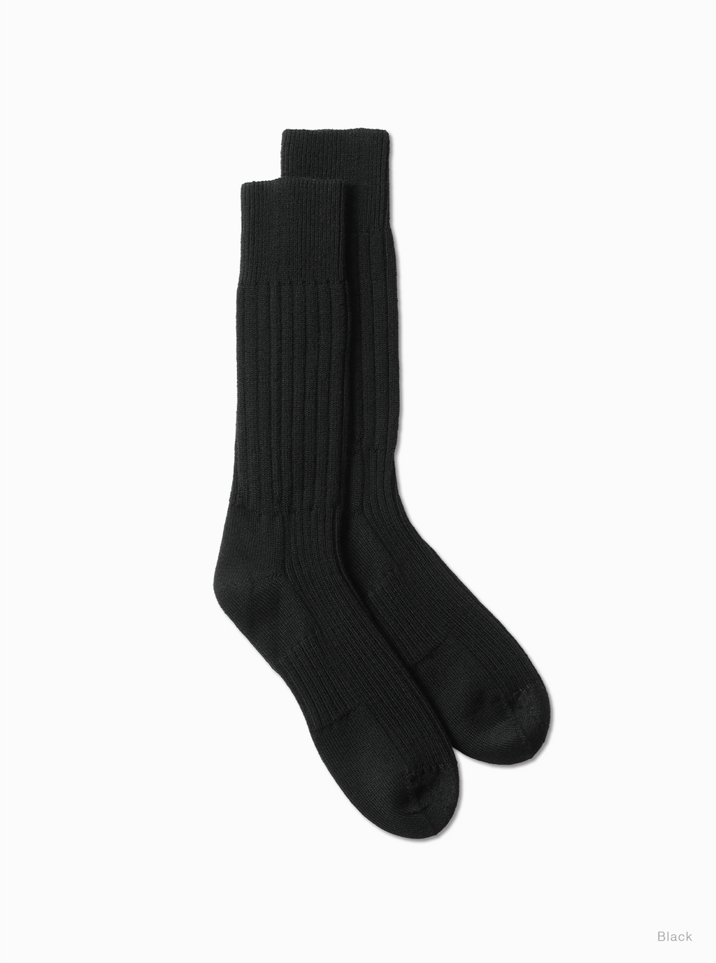 BATONER SOLID WOOL RIB SOCKS (WOMENS) / BLACK / ディテール・着用イメージ