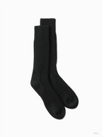 BATONER SOLID WOOL RIB SOCKS (WOMENS) / BLACK / ディテール・着用イメージ