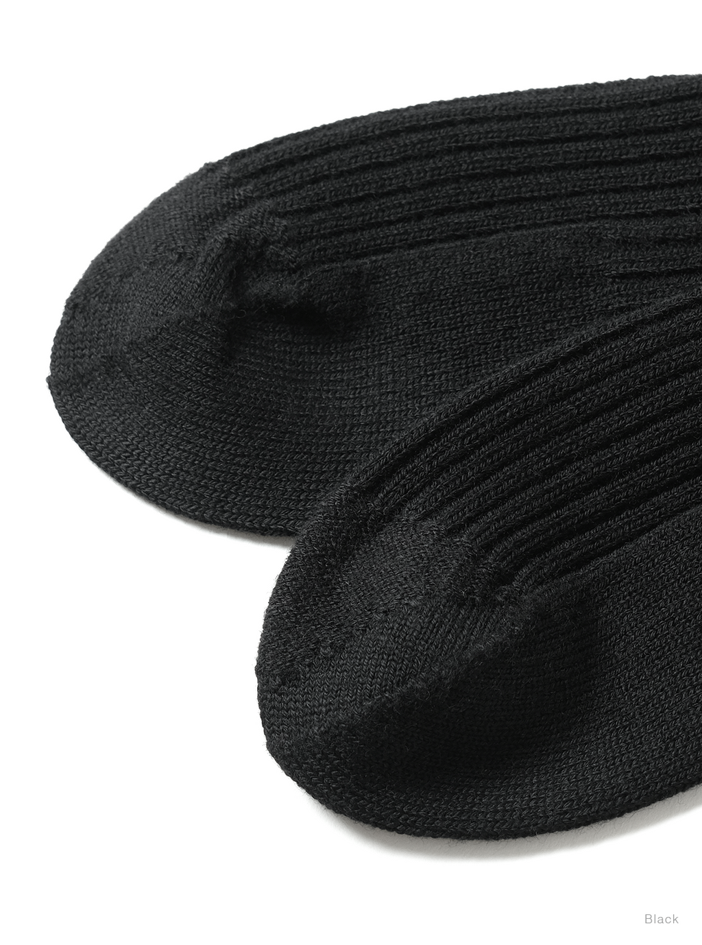 BATONER SOLID WOOL RIB SOCKS (WOMENS) / BLACK / ディテール・着用イメージ