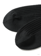BATONER SOLID WOOL RIB SOCKS (WOMENS) / BLACK / ディテール・着用イメージ