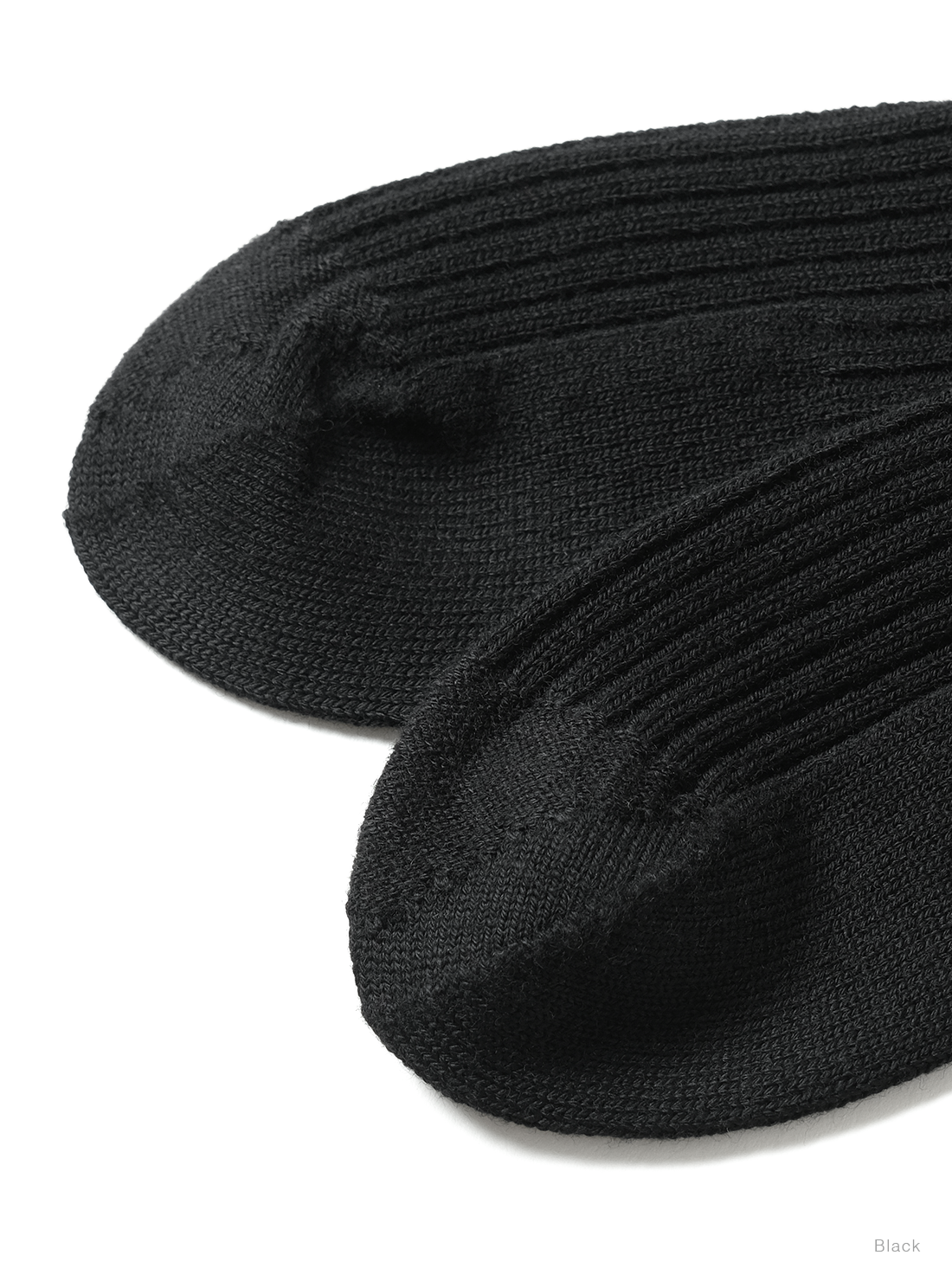 BATONER SOLID WOOL RIB SOCKS (WOMENS) / BLACK / ディテール・着用イメージ