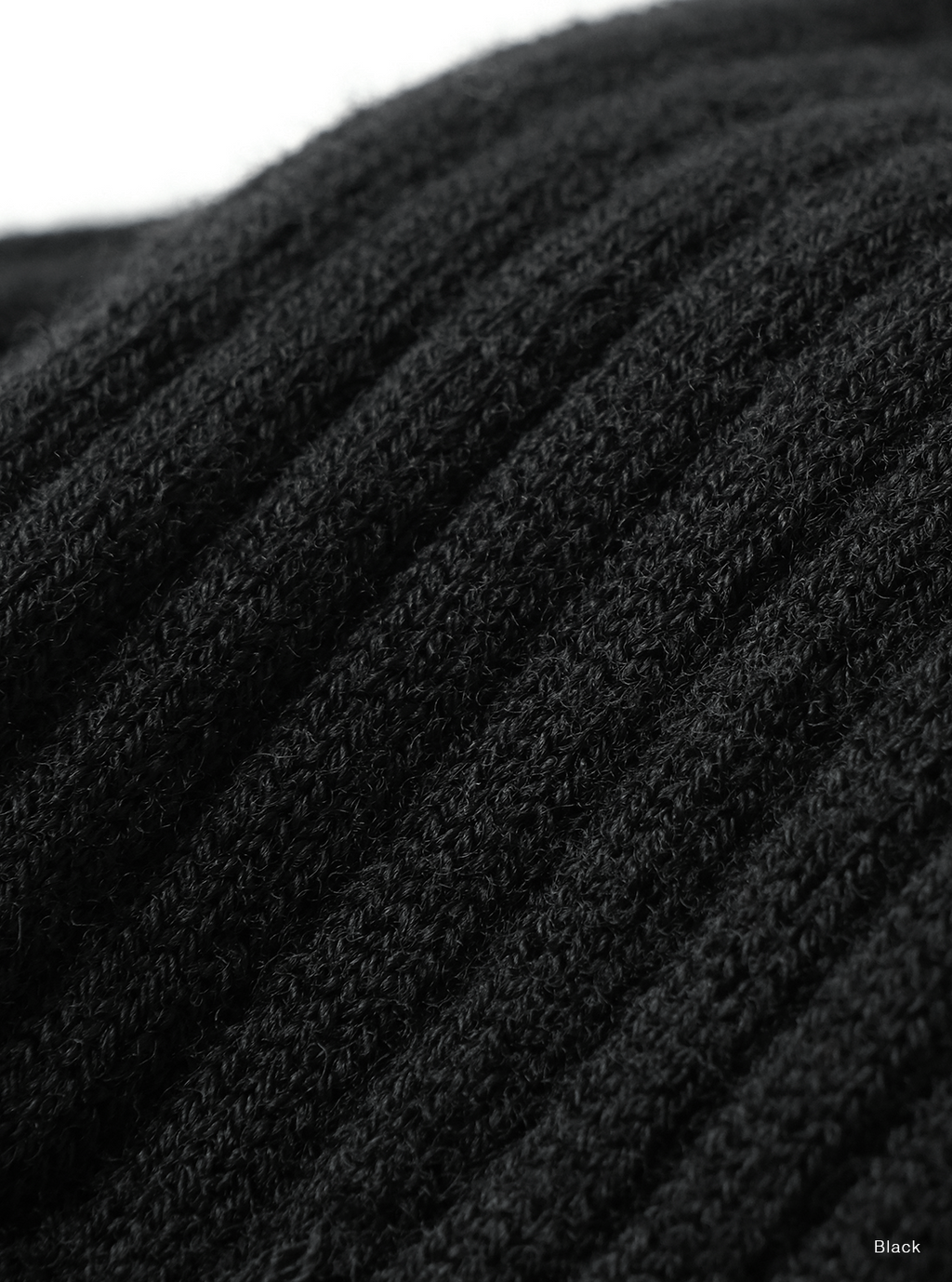 BATONER SOLID WOOL RIB SOCKS (WOMENS) / BLACK / ディテール・着用イメージ