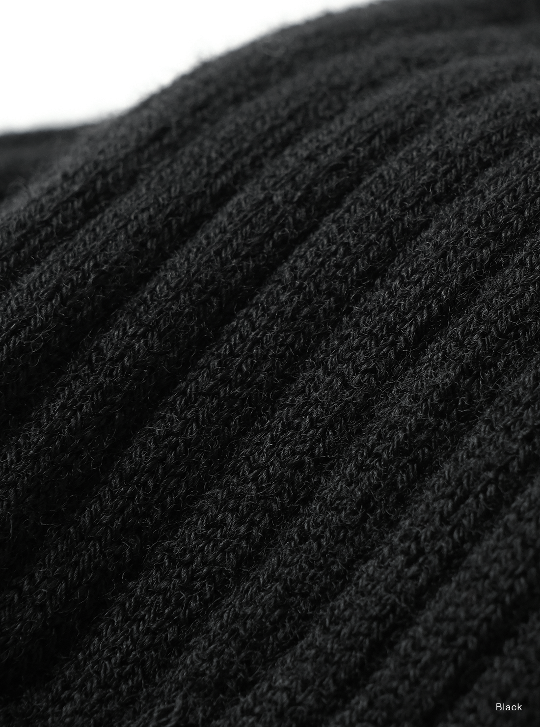 BATONER SOLID WOOL RIB SOCKS (WOMENS) / BLACK / ディテール・着用イメージ