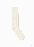 BATONER SOLID WOOL RIB SOCKS (WOMENS) / WHITE