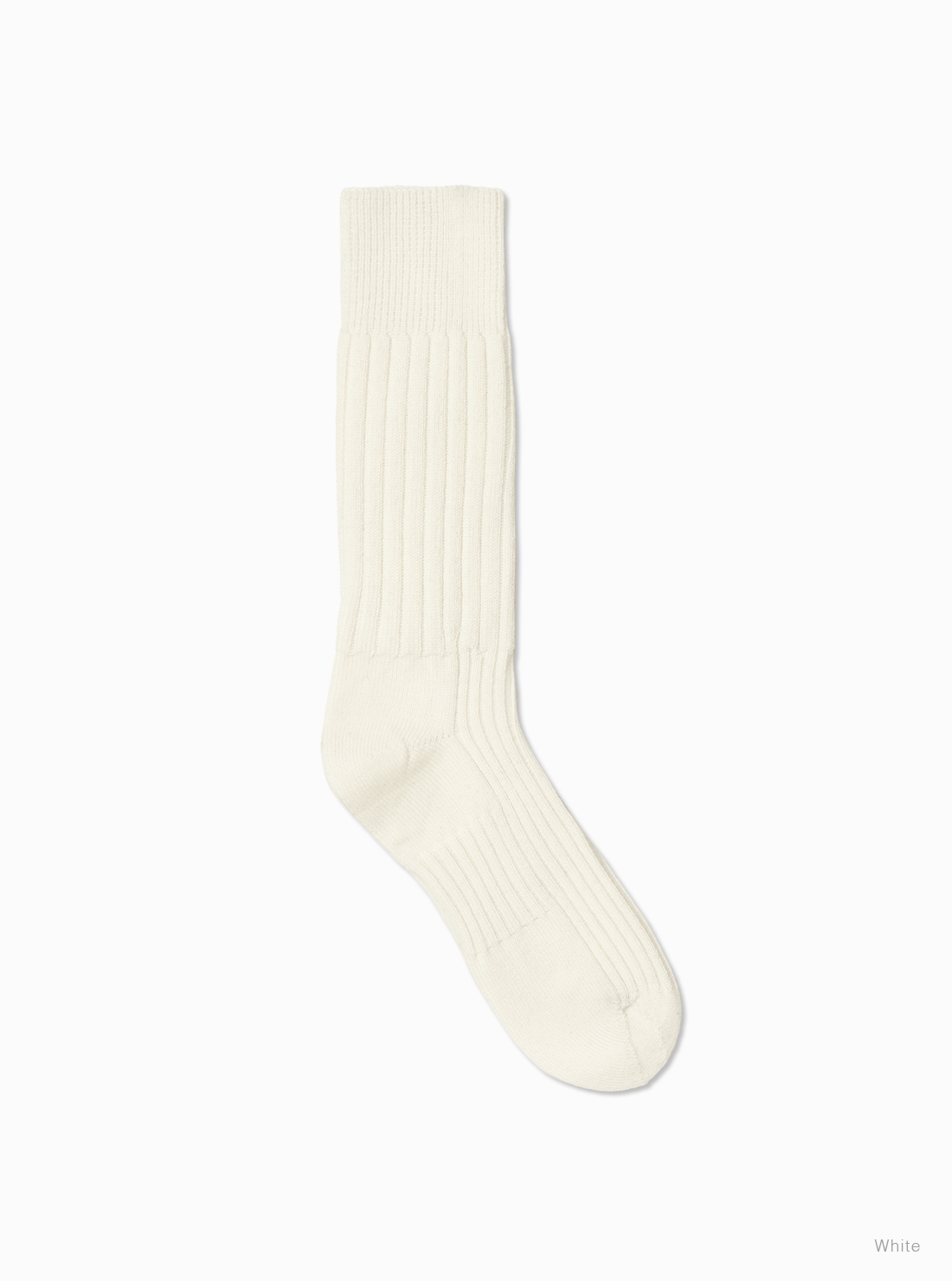BATONER SOLID WOOL RIB SOCKS (WOMENS) / WHITE
