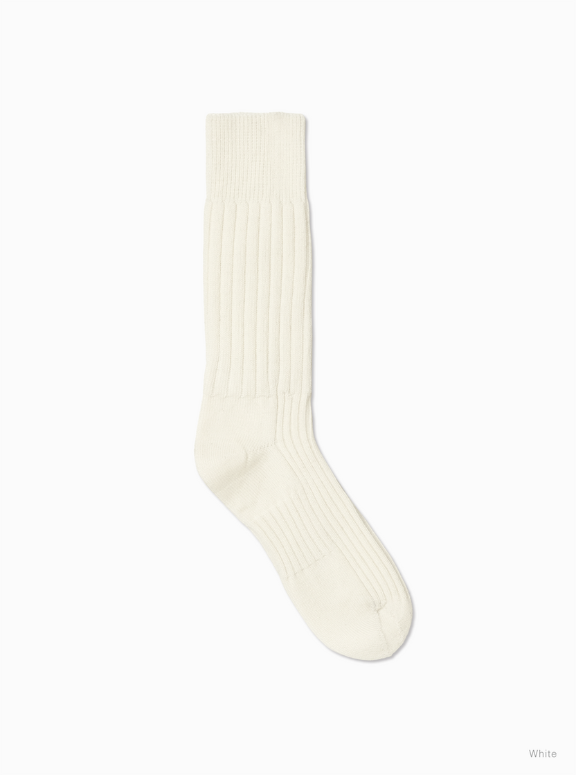 BATONER SOLID WOOL RIB SOCKS (WOMENS) / WHITE