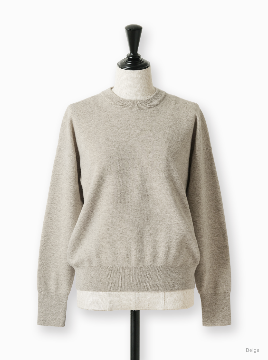 BATONER SUNSHINE CASHMERE CREW NECK / BEIGE / ディテール・着用イメージ