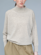 BATONER SUNSHINE CASHMERE MOCK NECK / BEIGE / ディテール・着用イメージ