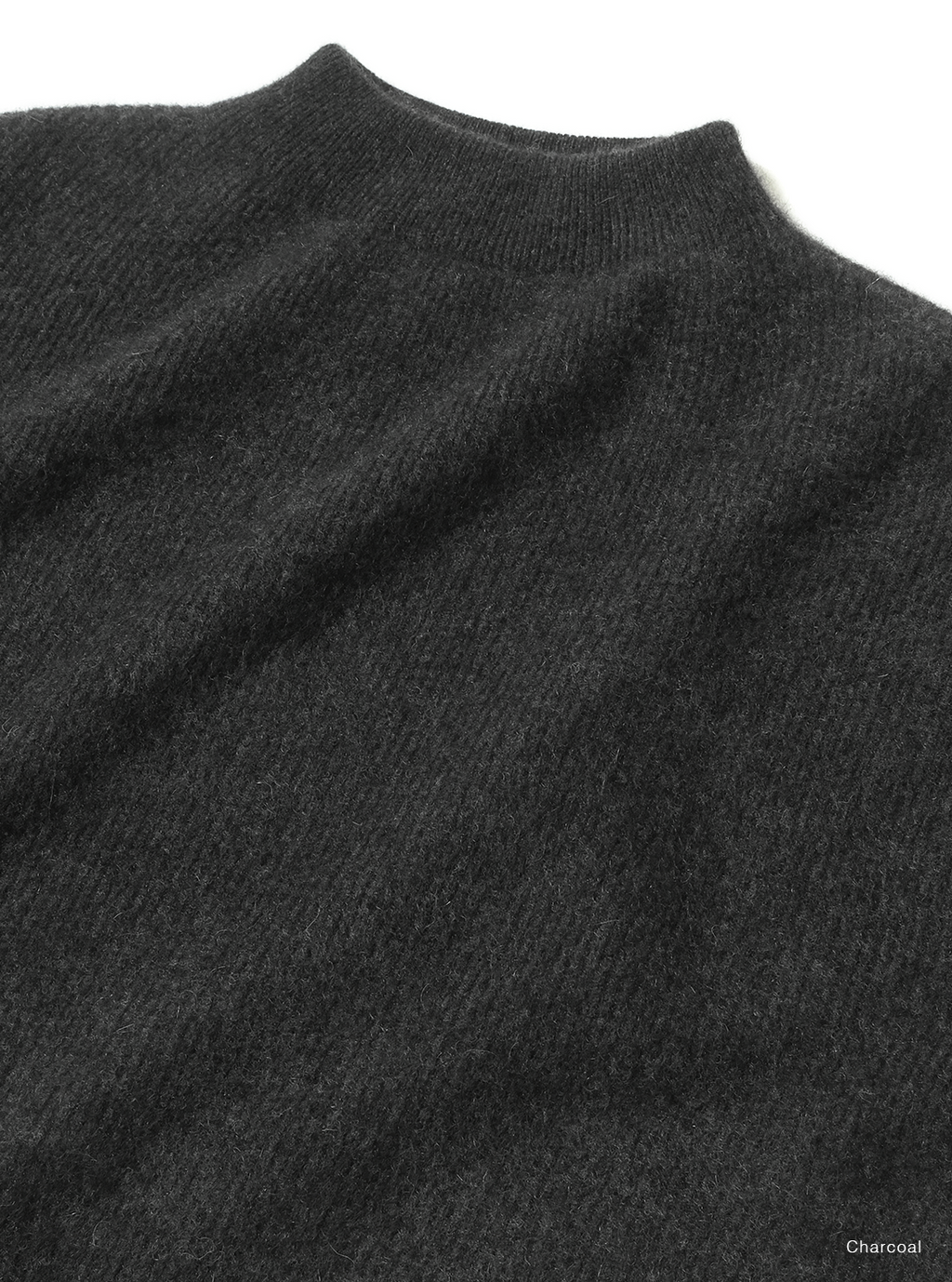 BATONER CASHMERE FOX BOAT NECK / CHARCOAL / ディテール・着用イメージ
