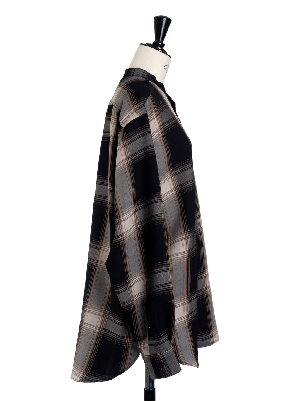 OMBRE CHECK BAND COLLAR SHIRT