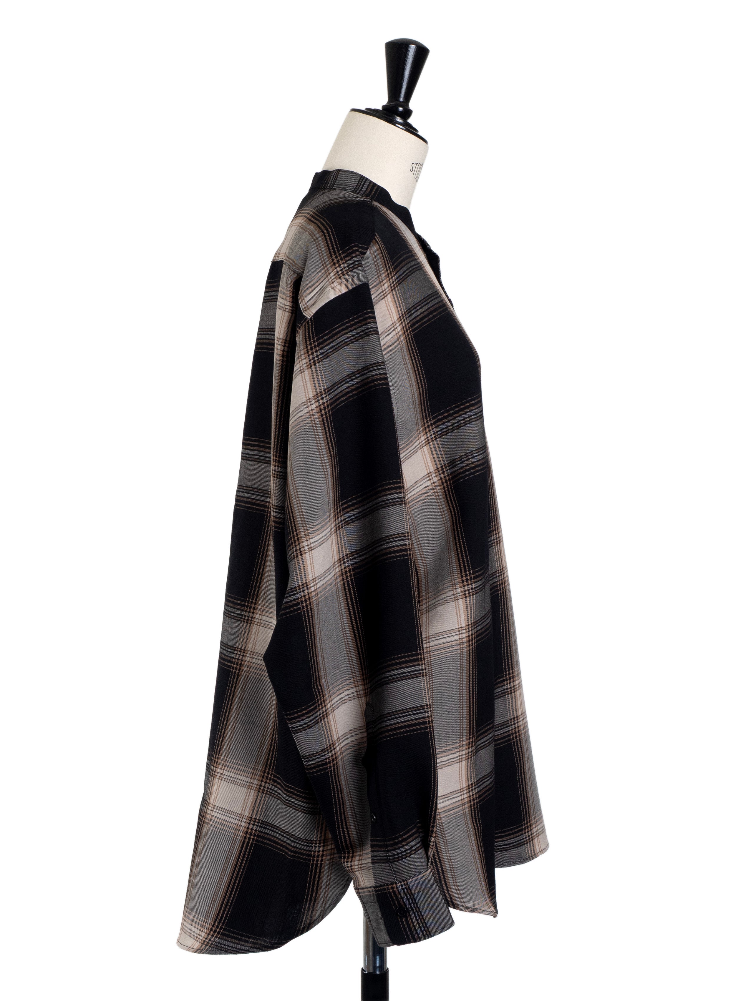 OMBRE CHECK BAND COLLAR SHIRT