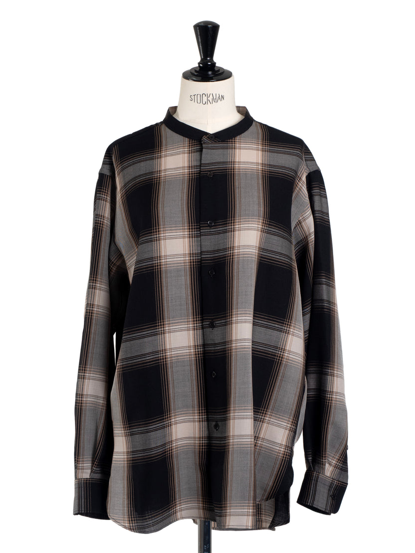OMBRE CHECK BAND COLLAR SHIRT