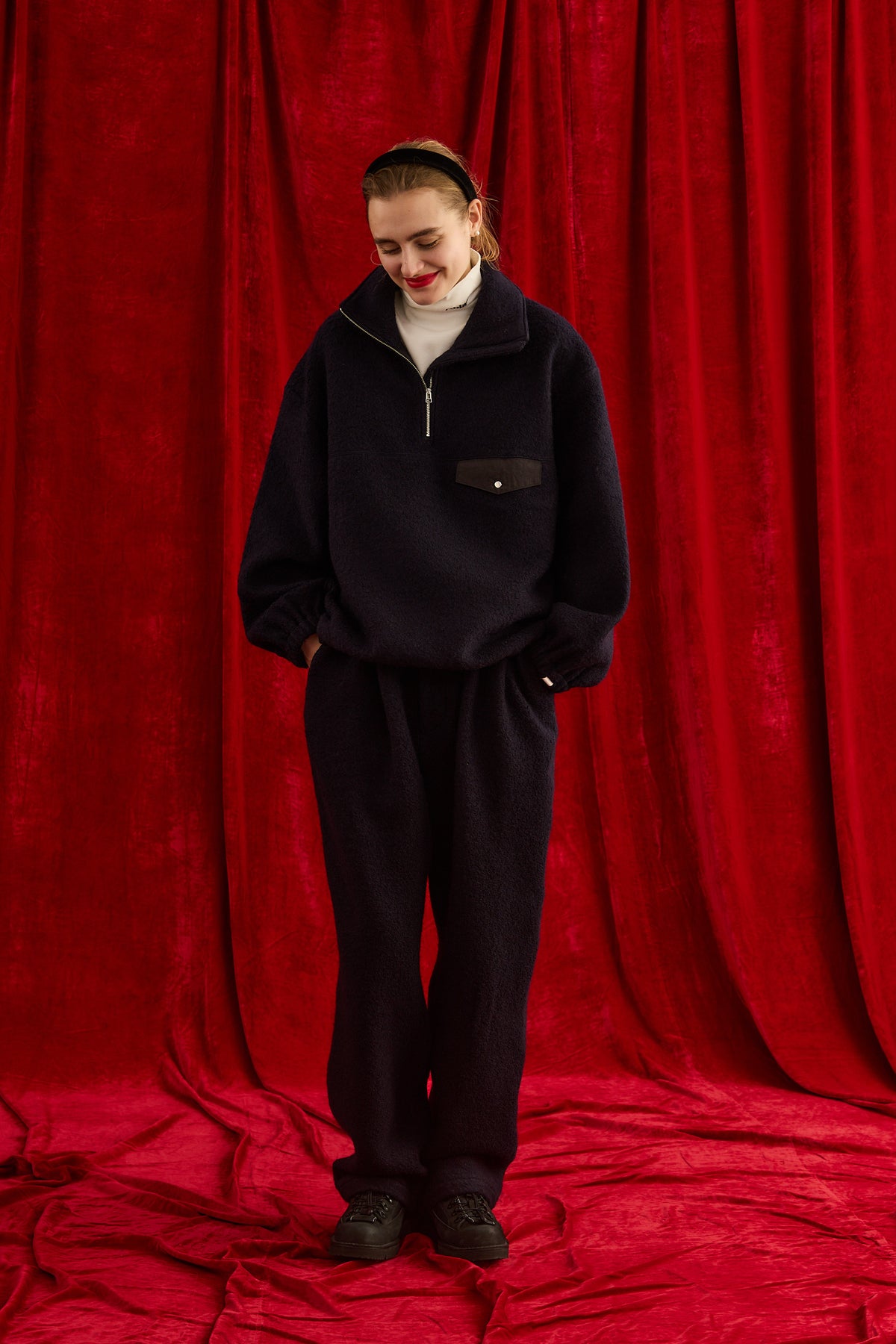 Oblada WOOL FLEECE TOPS NAVY