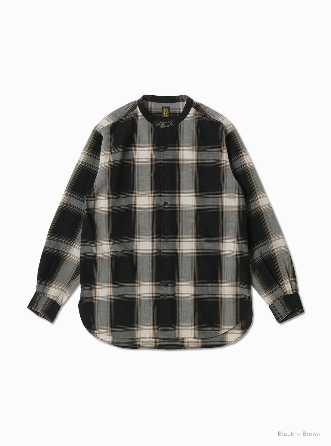 BATONER OMBRE CHECK BAND COLLAR SHIRT 公式商品写真