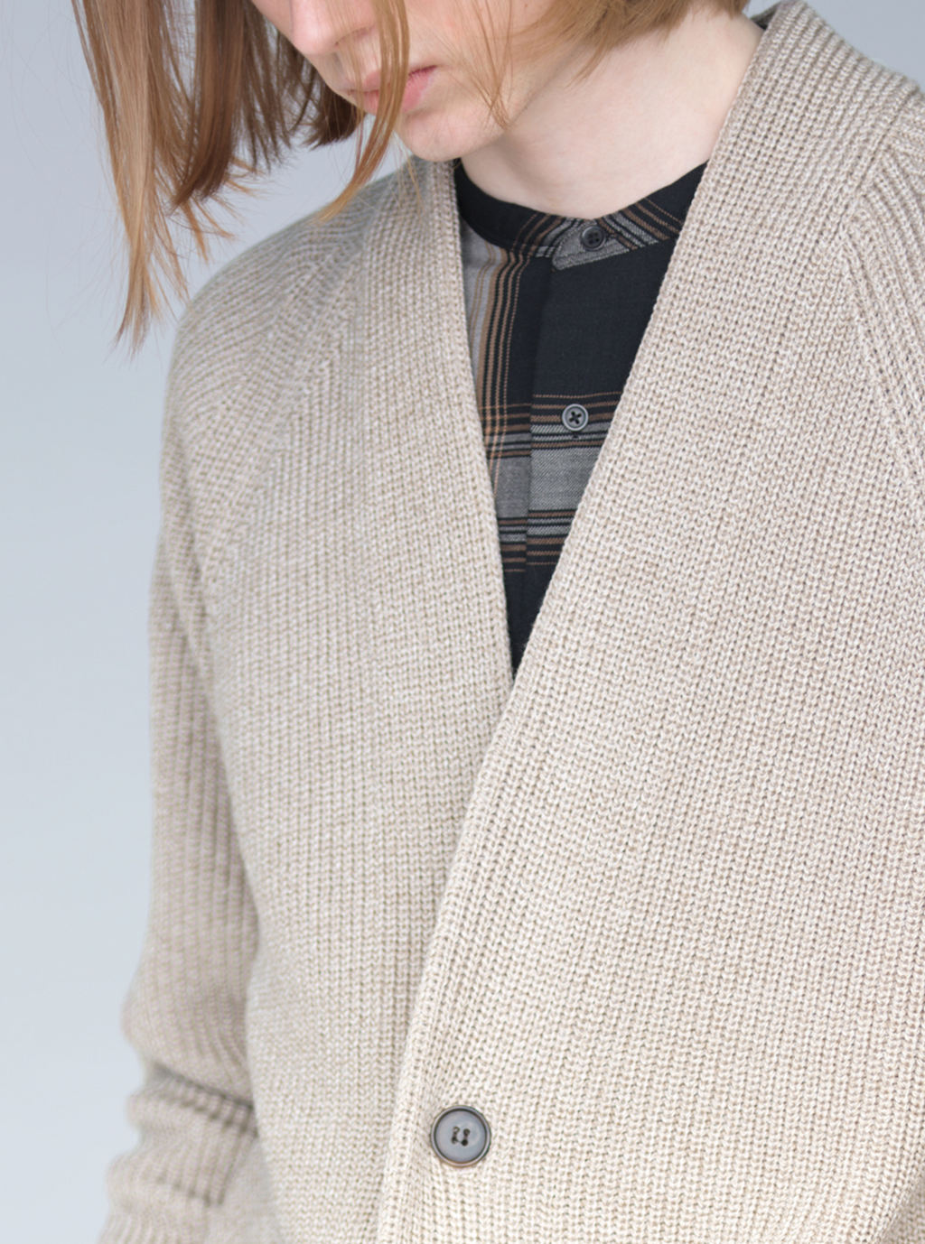 BATONER OMBRE CHECK BAND COLLAR SHIRT 公式商品写真
