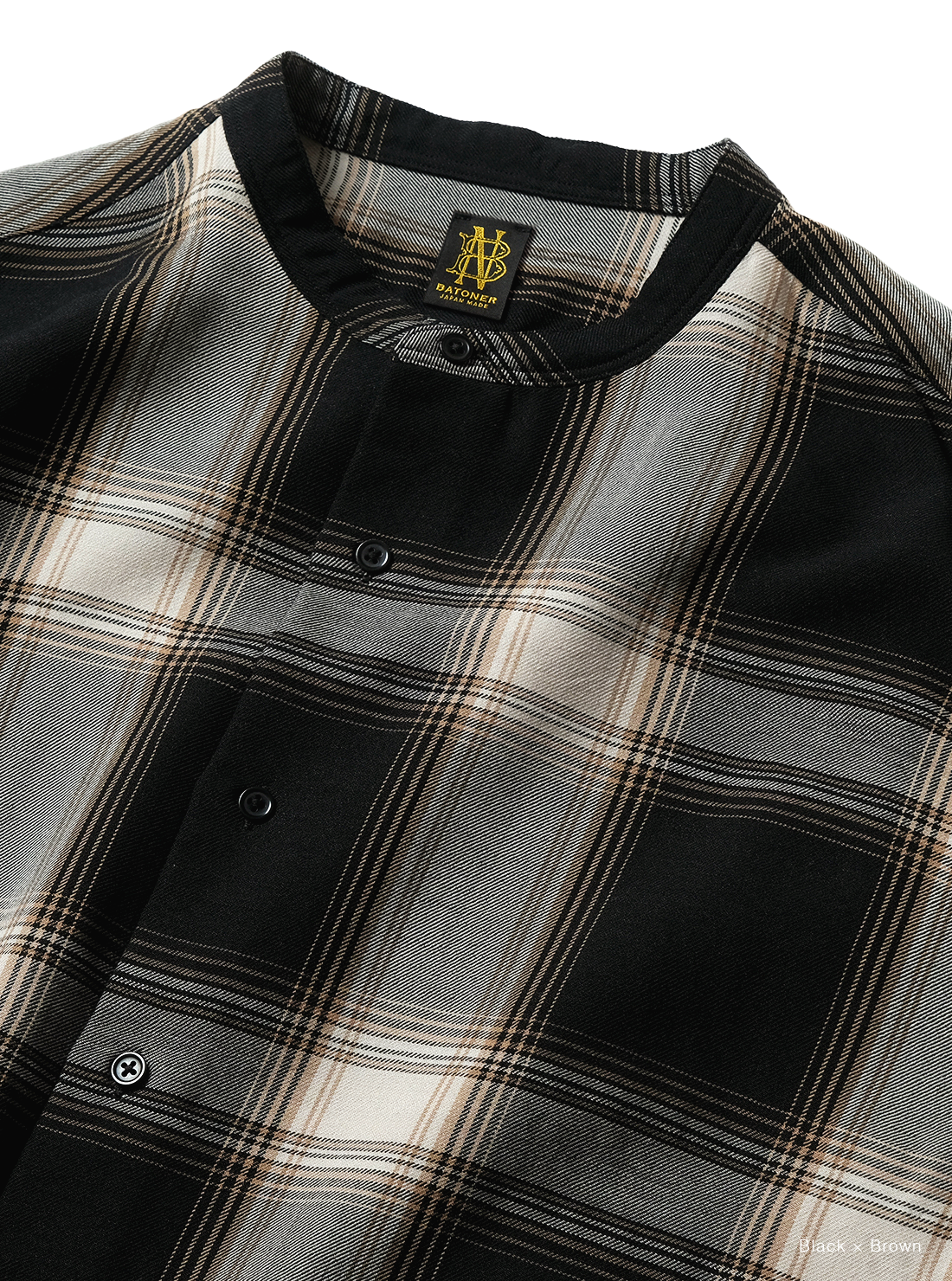 BATONER OMBRE CHECK BAND COLLAR SHIRT 公式商品写真