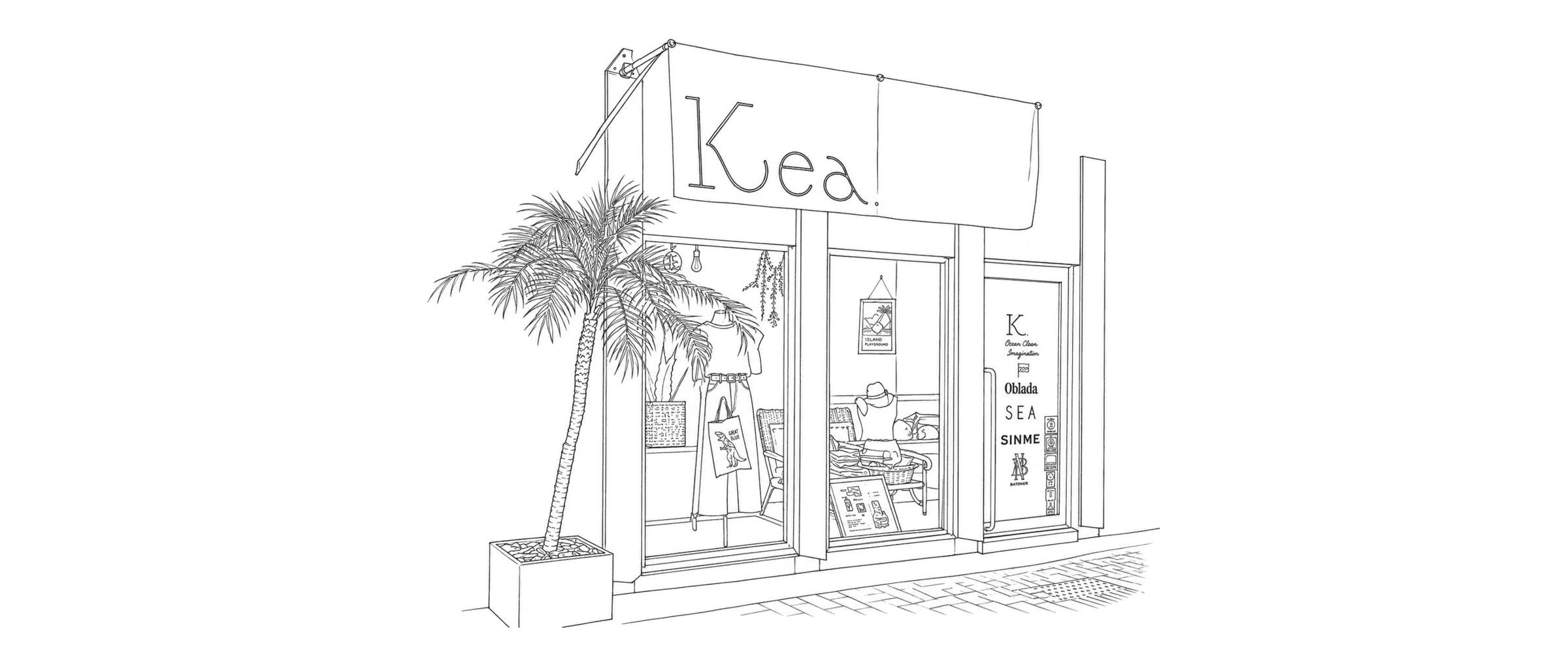 Kea.店舗外観の線画